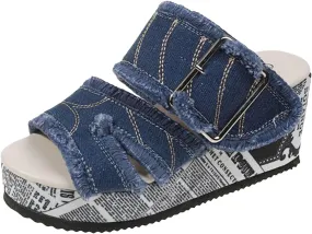 Dressy Sandal Thick Soled Wedge Heeled Women's Shoes Fashionable And Casual Fish Mouth Cloth Outer Wear High Heeled