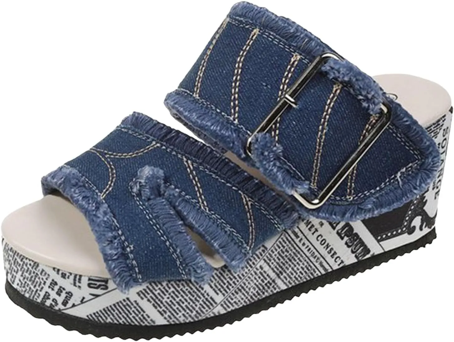 Dressy Sandal Thick Soled Wedge Heeled Women's Shoes Fashionable And Casual Fish Mouth Cloth Outer Wear High Heeled