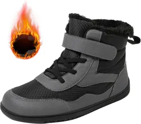 Duk Boots for Boys Girls Waterproof Barefoot Fr Lined Boot Non-slip Outdoor Ankle Wide Toe Box Slip Drop Boots