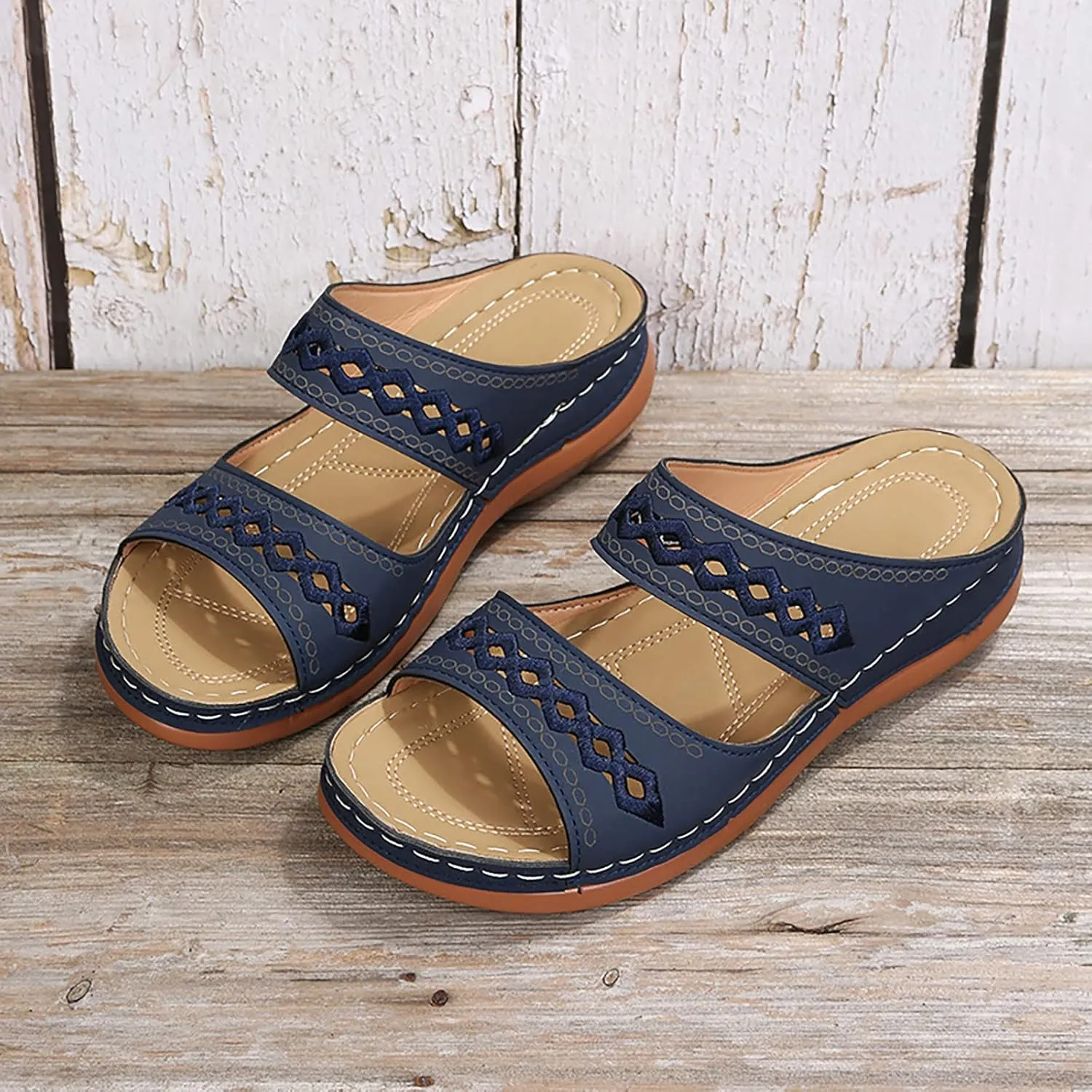 Eduavar Womens Sandals Comfortable, Womens Sandals Comfortable Sandals Slippers Open Toe Wedge Sandals with Arch Support
