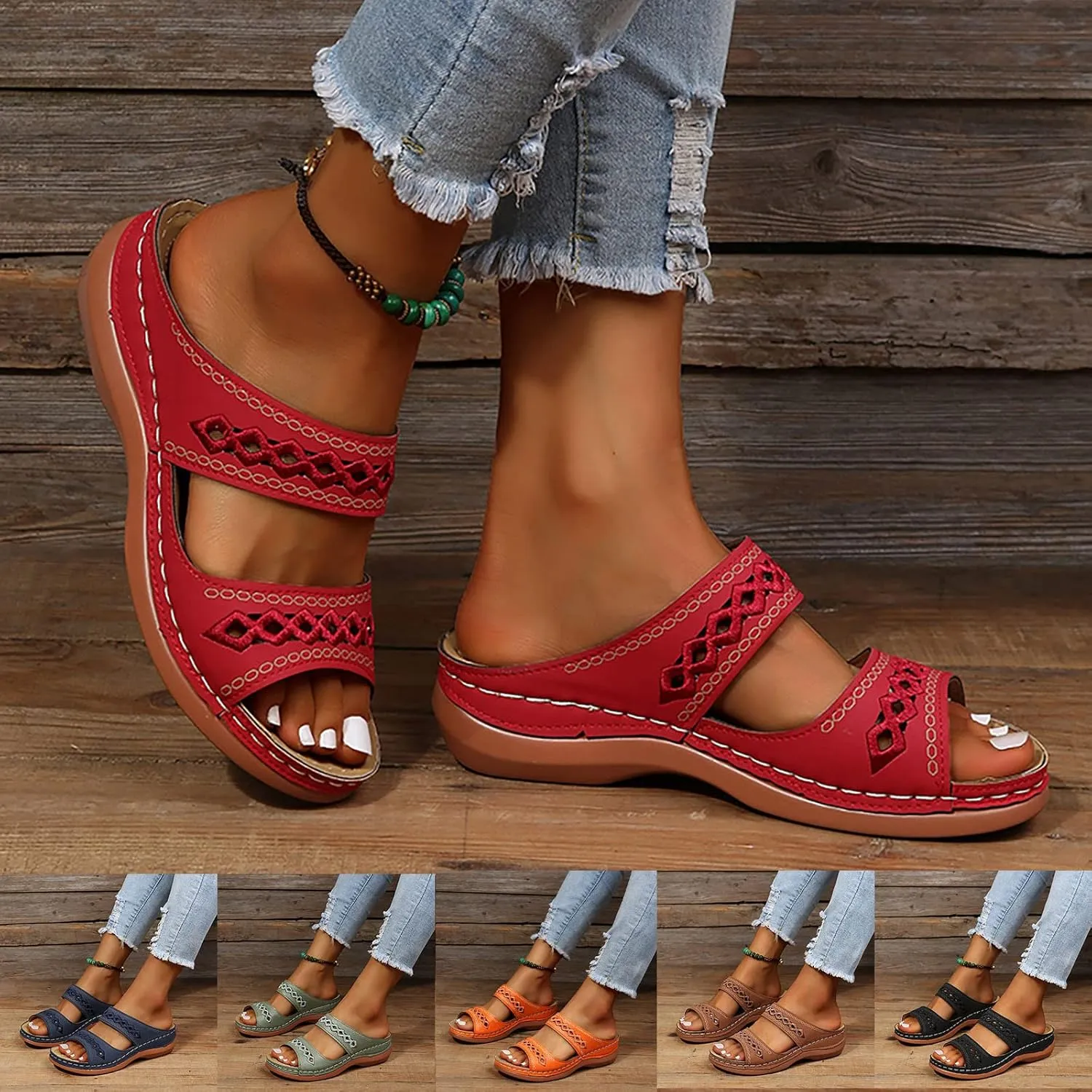 Eduavar Womens Sandals Comfortable, Womens Sandals Comfortable Sandals Slippers Open Toe Wedge Sandals with Arch Support