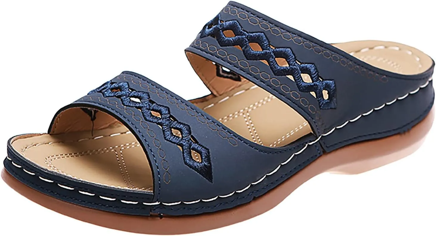 Eduavar Womens Sandals Comfortable, Womens Sandals Comfortable Sandals Slippers Open Toe Wedge Sandals with Arch Support