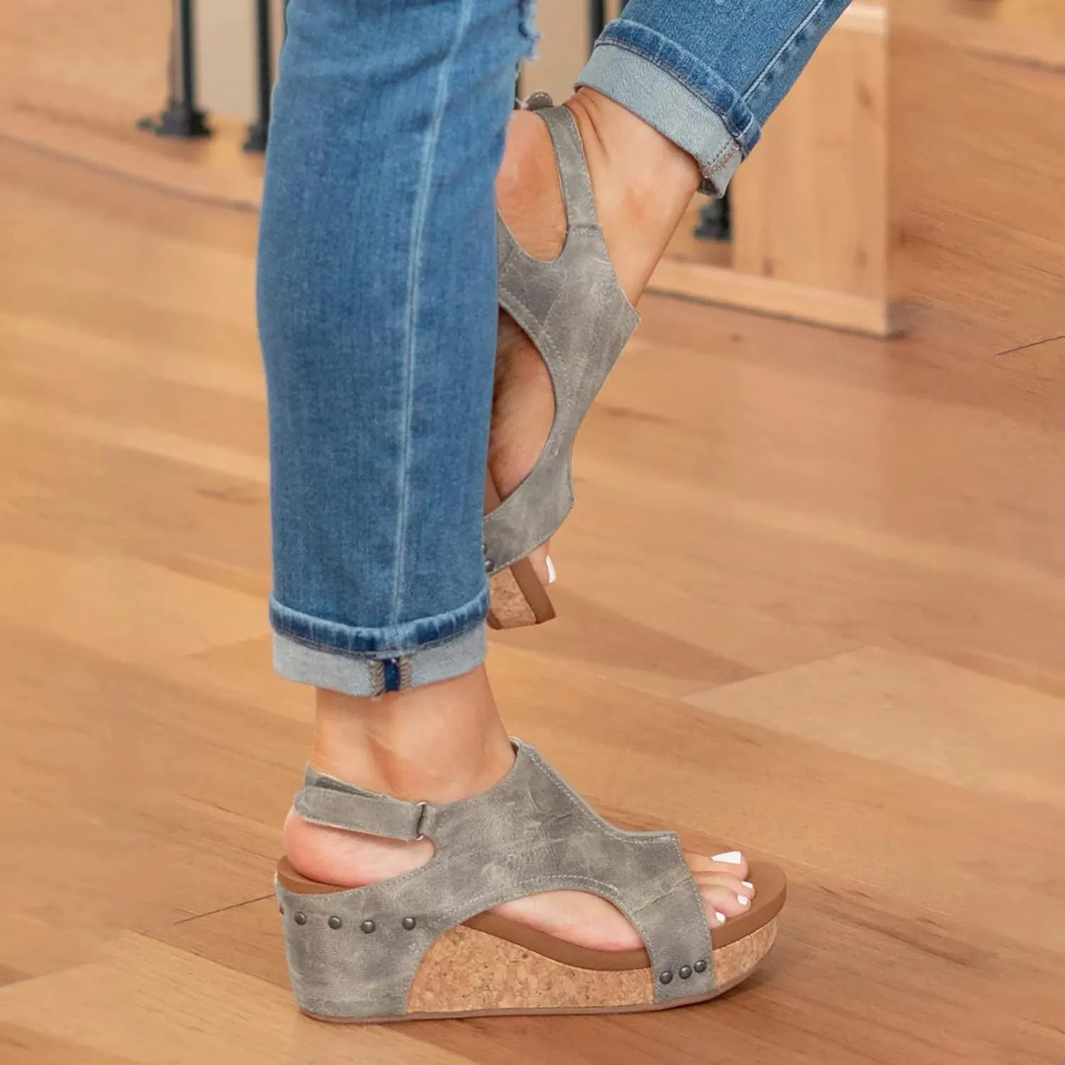 Eduavar Womens Sandals Comfortable, Womens Sandals Wedge Platform Sandals Comfortable Open Toe Heel Sandals with Ankle Strap