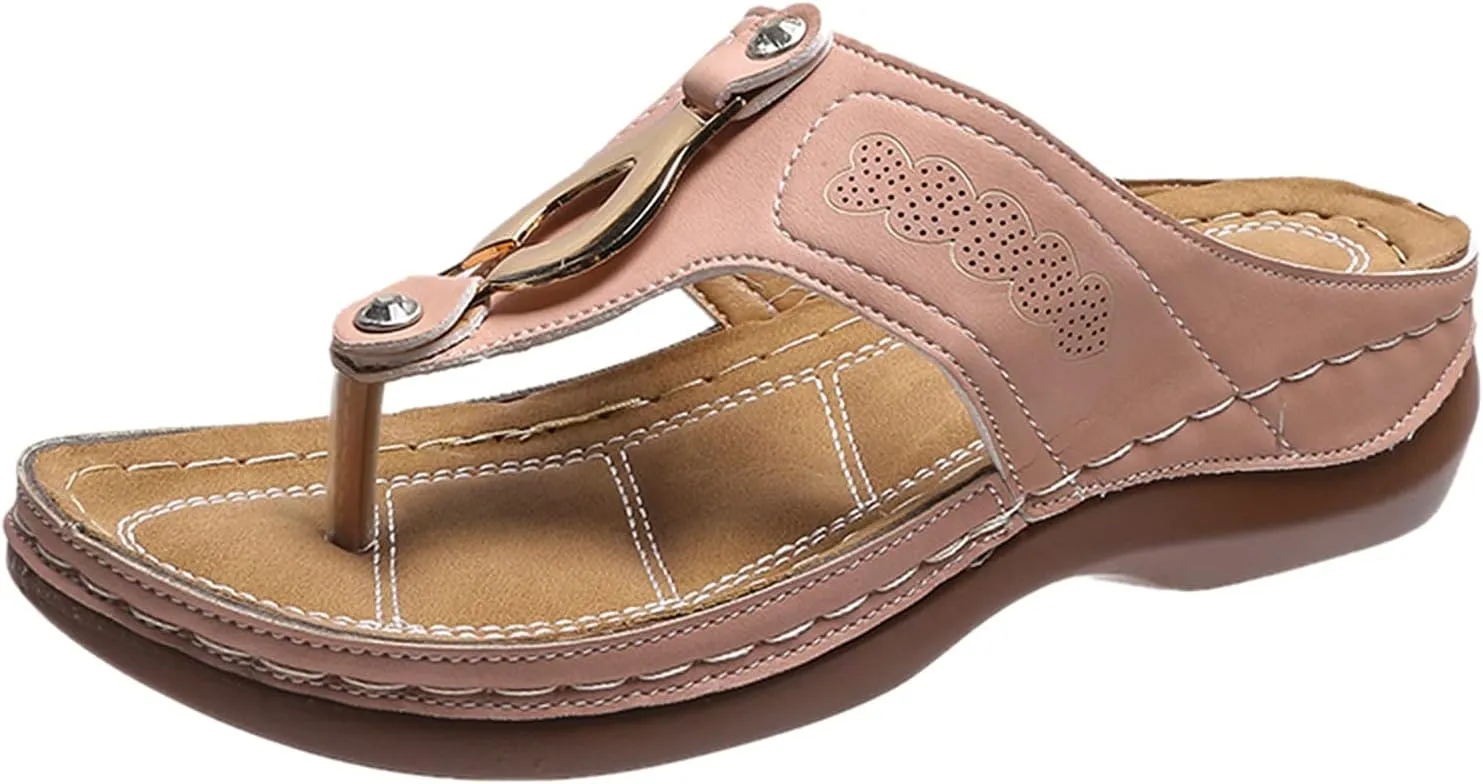 Eduavar Womens Wedge Sandals, Womens Sandals Casual Retro Open Toe Sandals Flip Flops Summer Beach Sandals Slippeprs