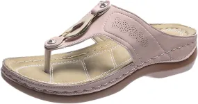 Eduavar Womens Wedge Sandals, Womens Sandals Casual Retro Open Toe Sandals Flip Flops Summer Beach Sandals Slippeprs