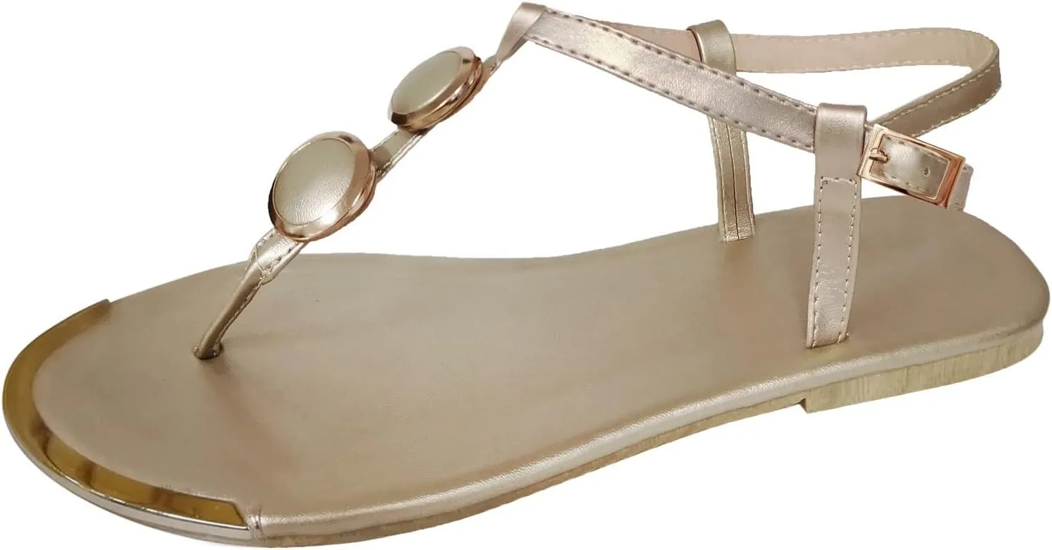 Eduavar Womens Wedge Sandals, Womens Sandals Casual Summer Comfortable Roman Flip Flops Flat Sandals with Strap