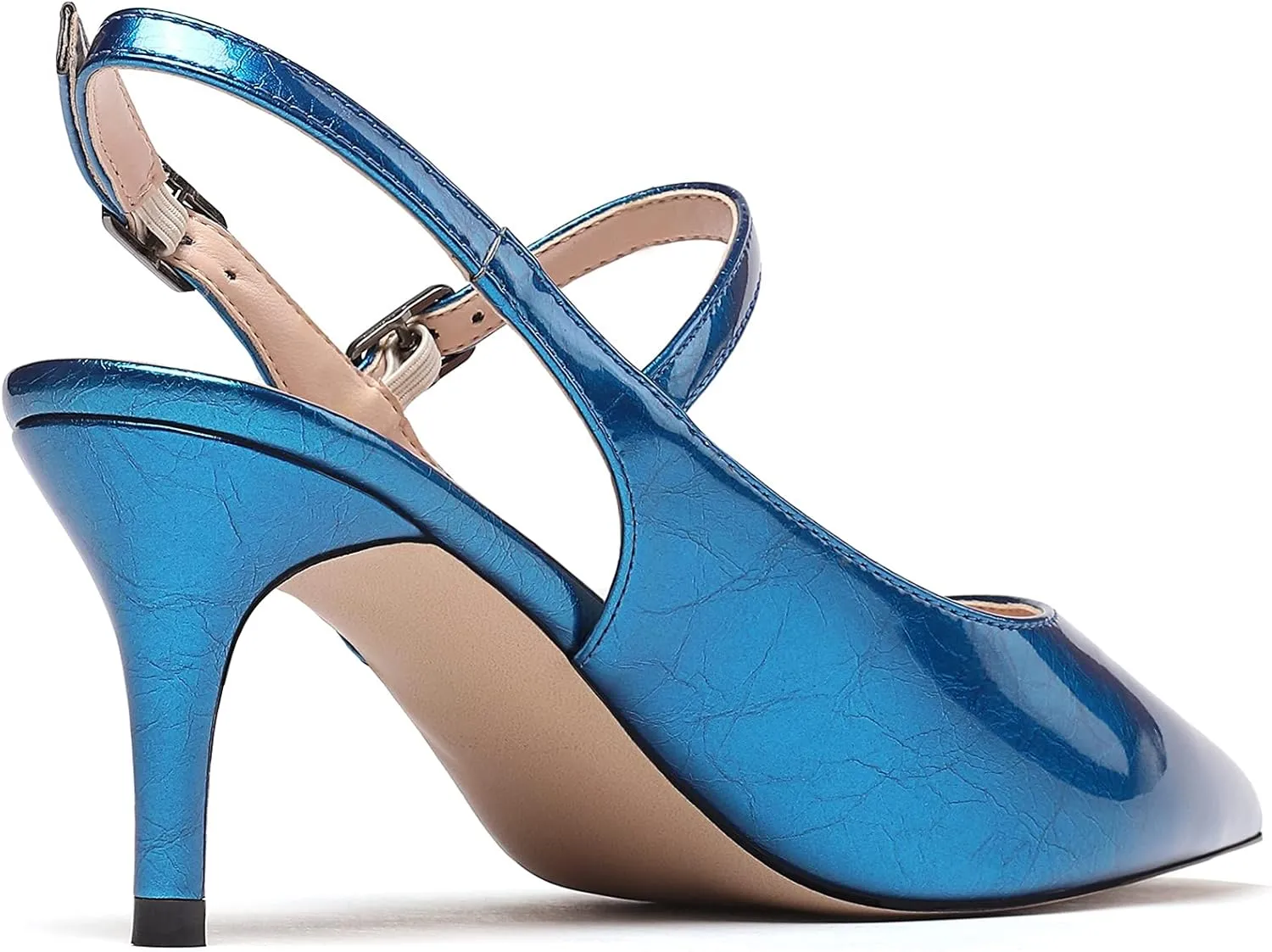 Eldof Women's Pointed Toe Slingback Heels, Low Heel Ankle Strap Chic Sandals, Classy Kitten Heel Pumps 2.5 Inch for Office Dress