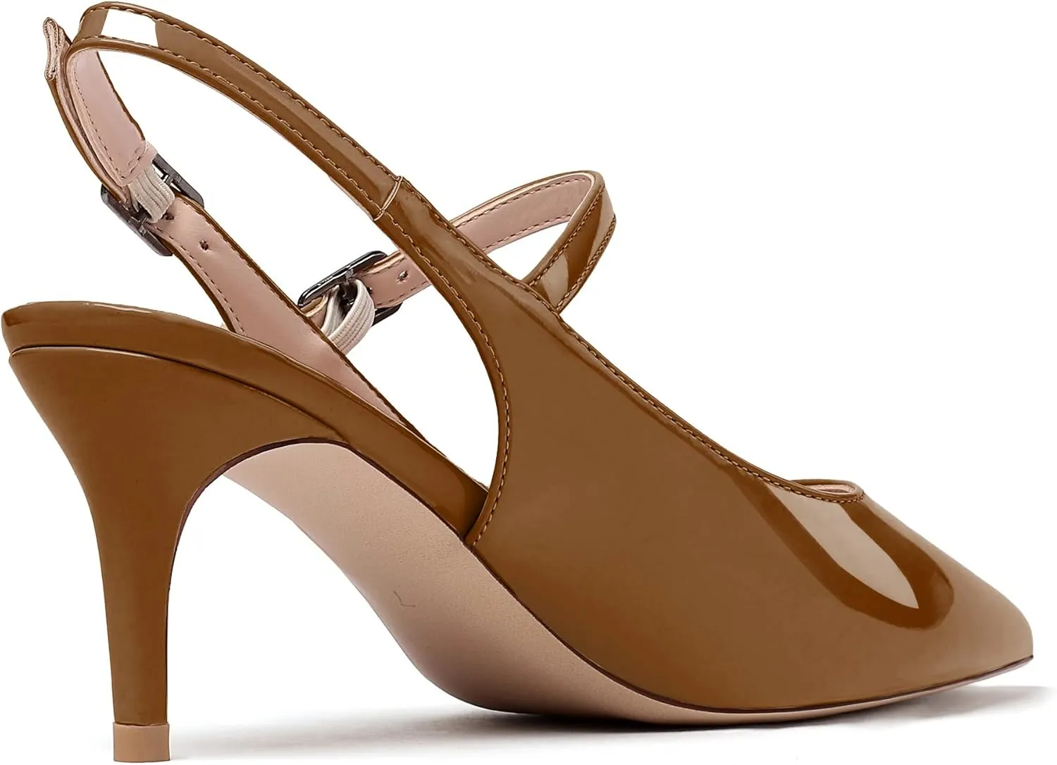 Eldof Women's Pointed Toe Slingback Pumps, Low Heel Ankle Strap Chic Sandals, Classy Kitten Heel 2.5" Heel for Office Dress