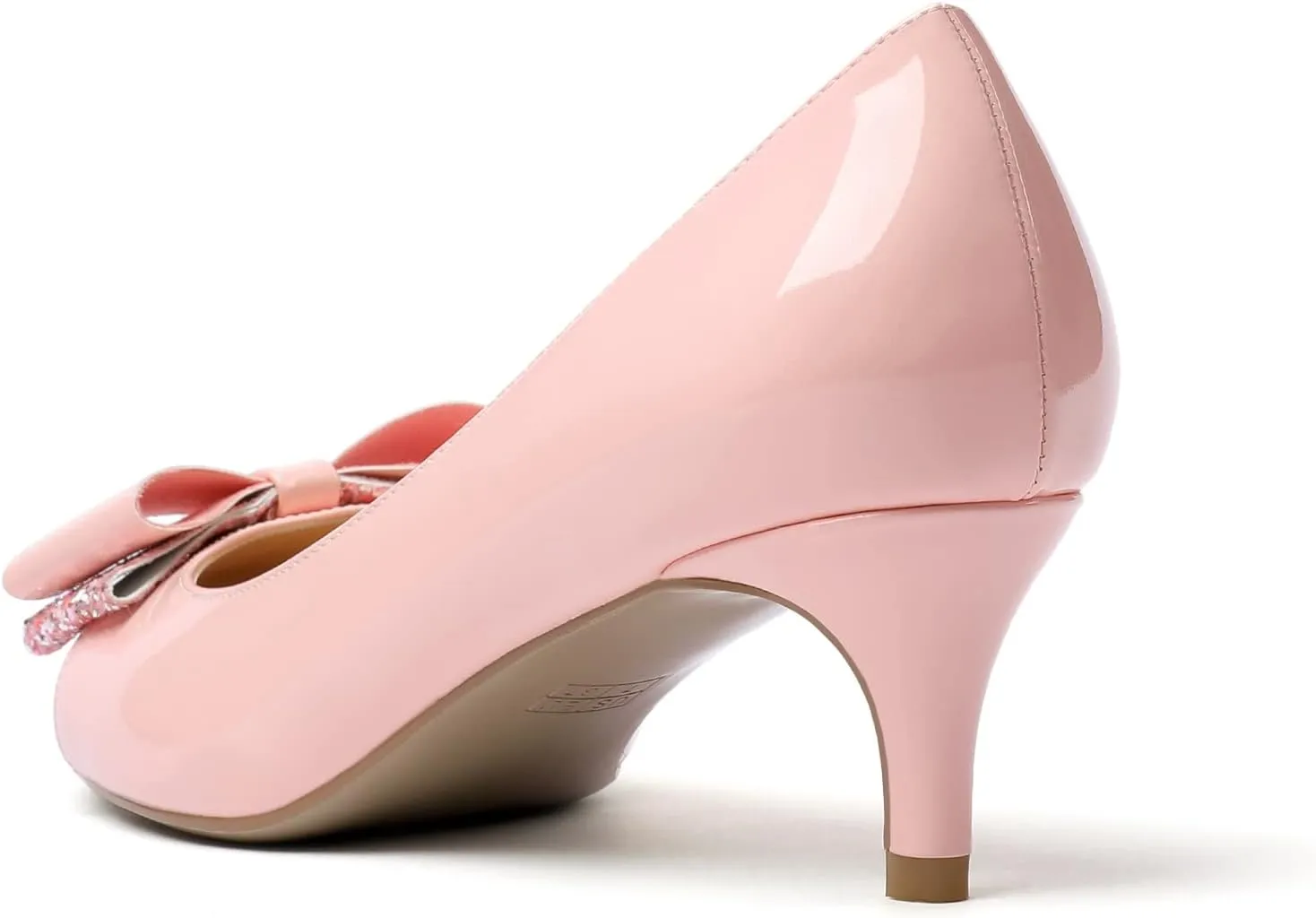 Eldof Women's Round Toe Pumps Slip On Heels with Bowknots Comfort Chic Cute Heeled Shoes for Party Evening Dress