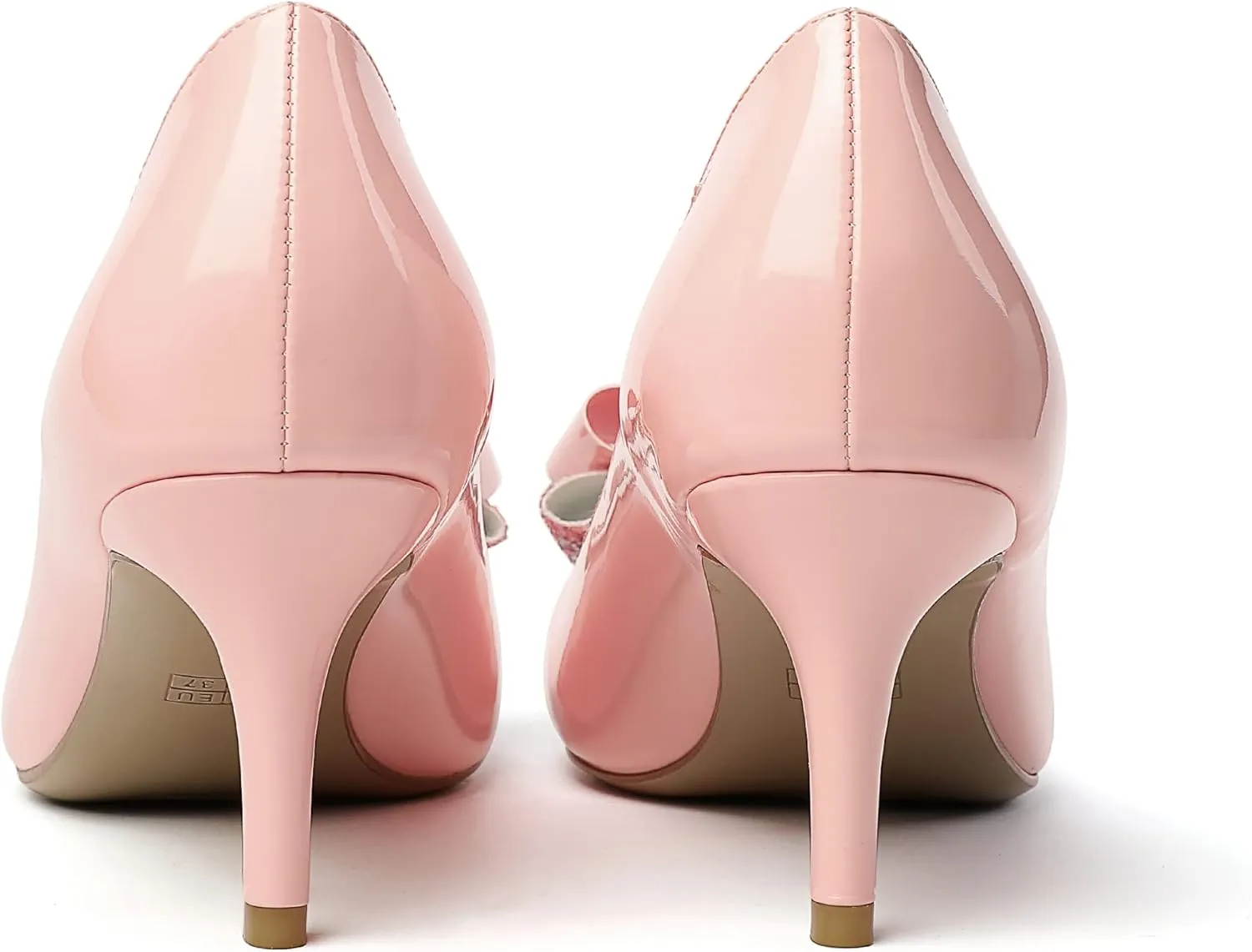 Eldof Women's Round Toe Pumps Slip On Heels with Bowknots Comfort Chic Cute Heeled Shoes for Party Evening Dress