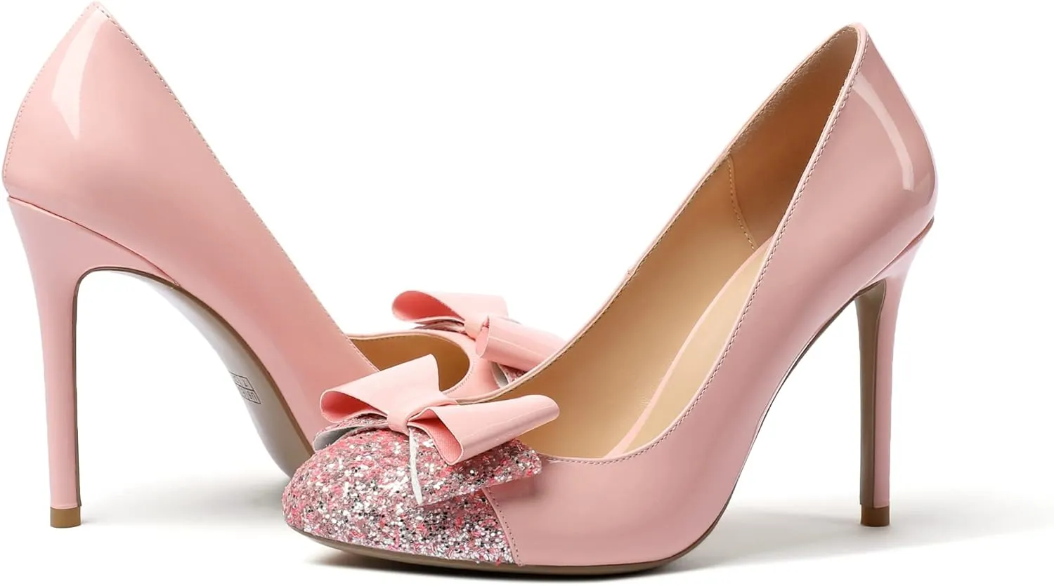 Eldof Women's Round Toe Pumps Slip On Heels with Bowknots Comfort Chic Cute Heeled Shoes for Party Evening Dress