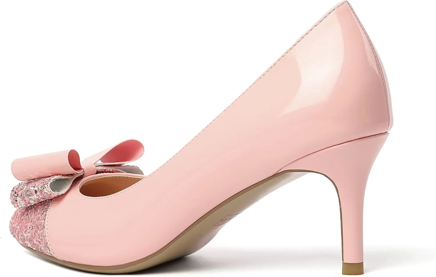 Eldof Women's Round Toe Pumps Slip On Heels with Bowknots Comfort Chic Cute Heeled Shoes for Party Evening Dress