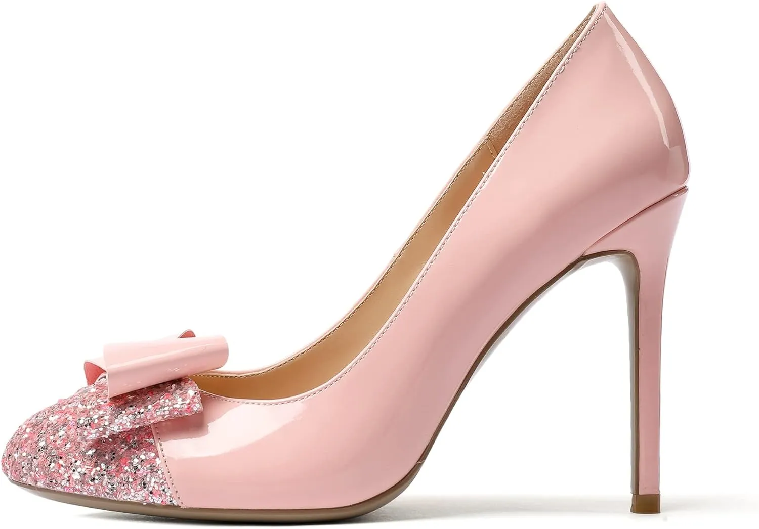 Eldof Women's Round Toe Pumps Slip On Heels with Bowknots Comfort Chic Cute Heeled Shoes for Party Evening Dress