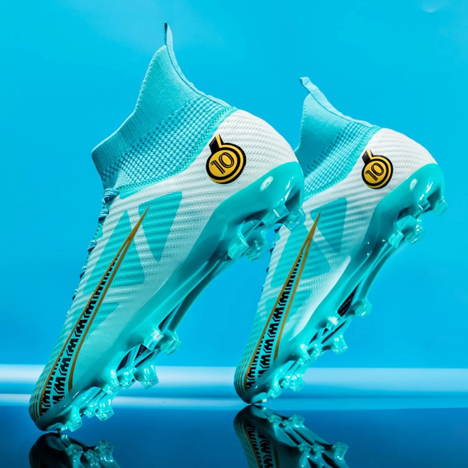 Eliogn Big Kids Soccer Shoes Mens Soccer Cleats Professional Training Turf High-top Football Shoes Outdoor Comfortable Training Football Shoes