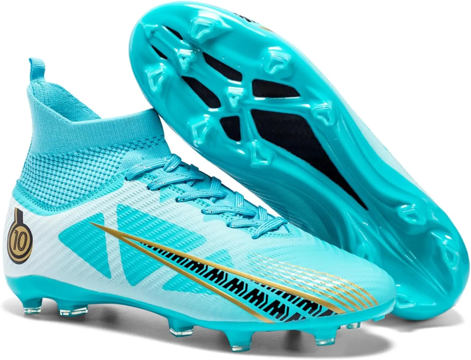 Eliogn Big Kids Soccer Shoes Mens Soccer Cleats Professional Training Turf High-top Football Shoes Outdoor Comfortable Training Football Shoes