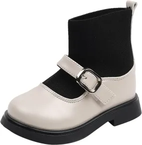EnJoCho Children Flats Sandals Toddler Girls Booties Little Kid Shoes Short Boots Girls Ankle Boots 2-8 Years Girls (Beige, 22)