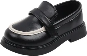 EnJoCho Kids Sport Shoes Toddler Boys Girls Dress Shoes PU Leather Wedding School Loafer Flats Boys Dress Shoes (Black, 30)