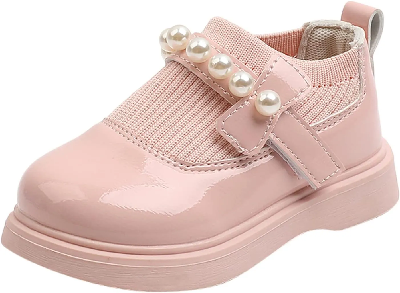 EnJoCho Tennis Shoes for Kids Girls Toddler Little Kid Big Kid Dress Flat Ballerina Shoe Leather Shoes Comfort Dress (Pink, 22)