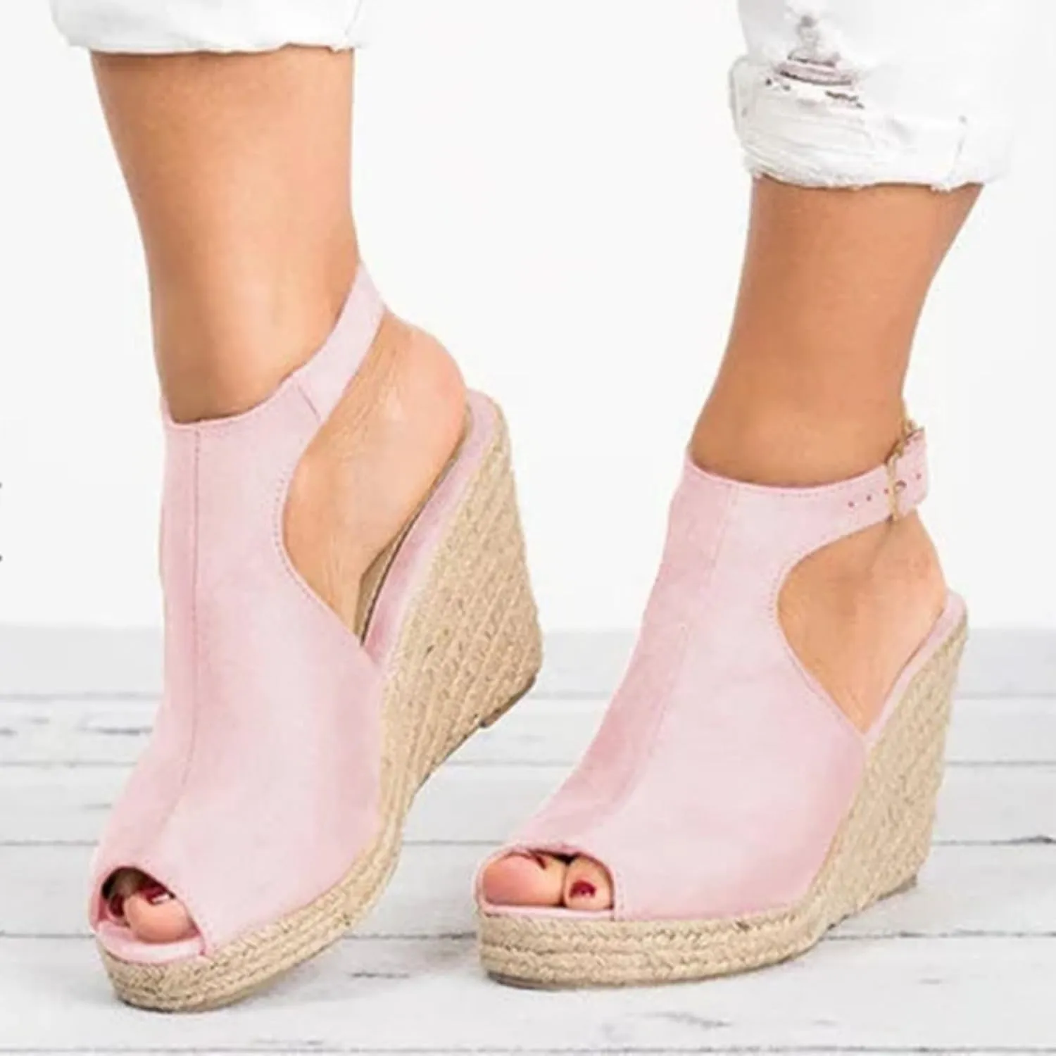Espadrilles for Women Open Toe Fish Mouth Shoes Ankle Strap Buckle Platform Sandal Summer High Heels Wedge Sandals 2025