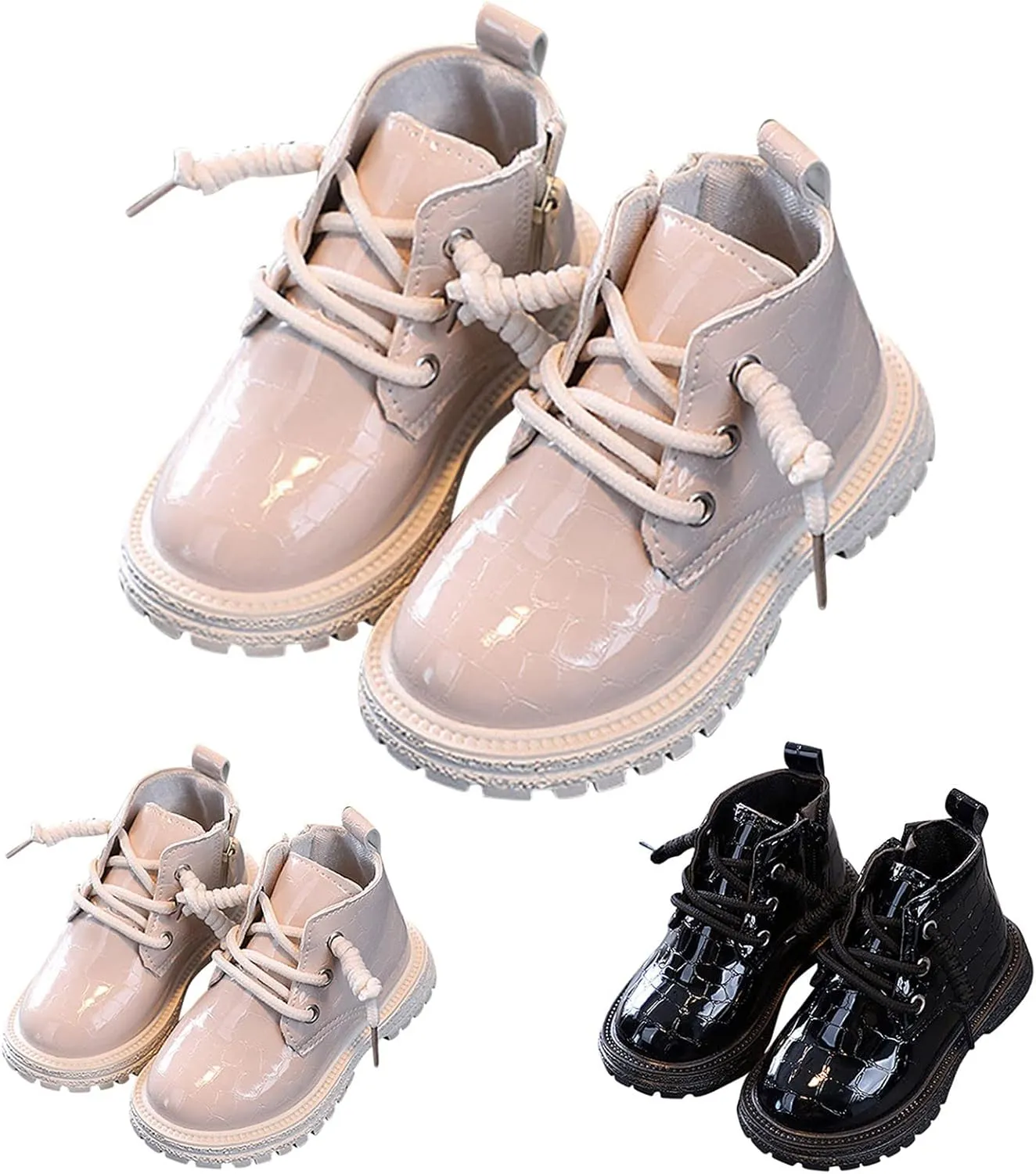 Fashion All Seasons Children Boots for Boys and Girls Ankle Boots with Thick Soles Non Slip Lace Up Tall Boots Girls