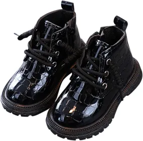 Fashion All Seasons Children Boots for Boys and Girls Ankle Boots with Thick Soles Non Slip Lace Up Tall Boots Girls