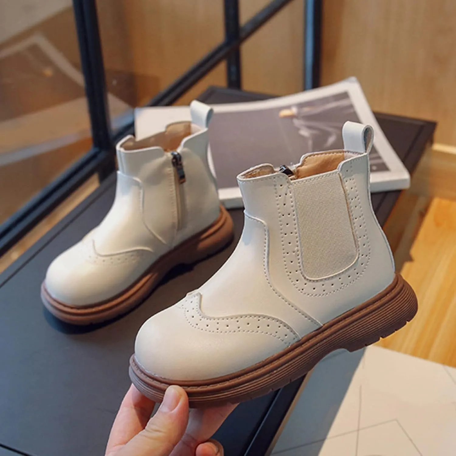 Fashion Autumn and Winter Children Boots Boys and Girls Ankle Boots Thick Soles Non Slip Side Youth Girl Boots Size 4