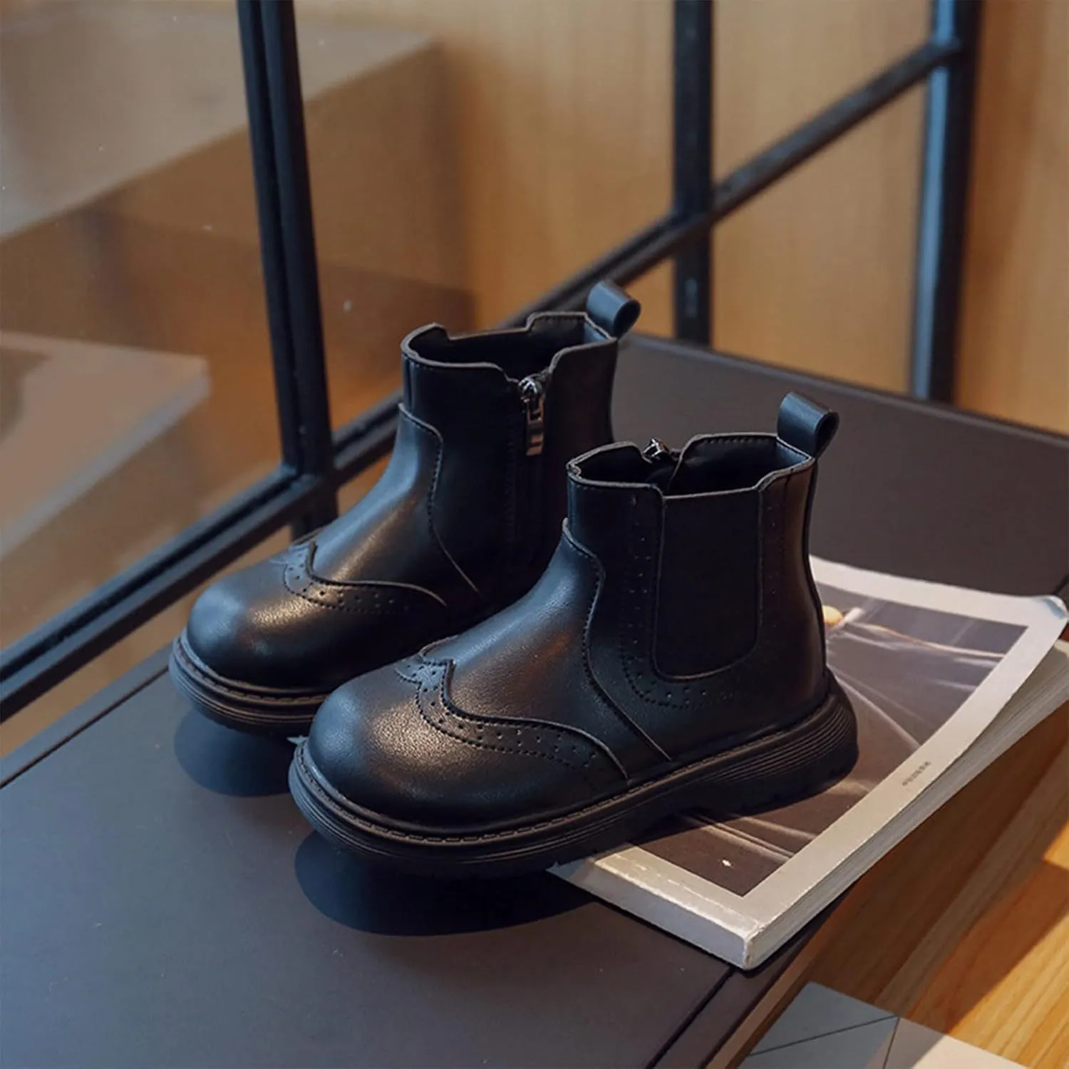 Fashion Autumn and Winter Children Boots Boys and Girls Ankle Boots Thick Soles Non Slip Side Zippers Kids Boots Heel