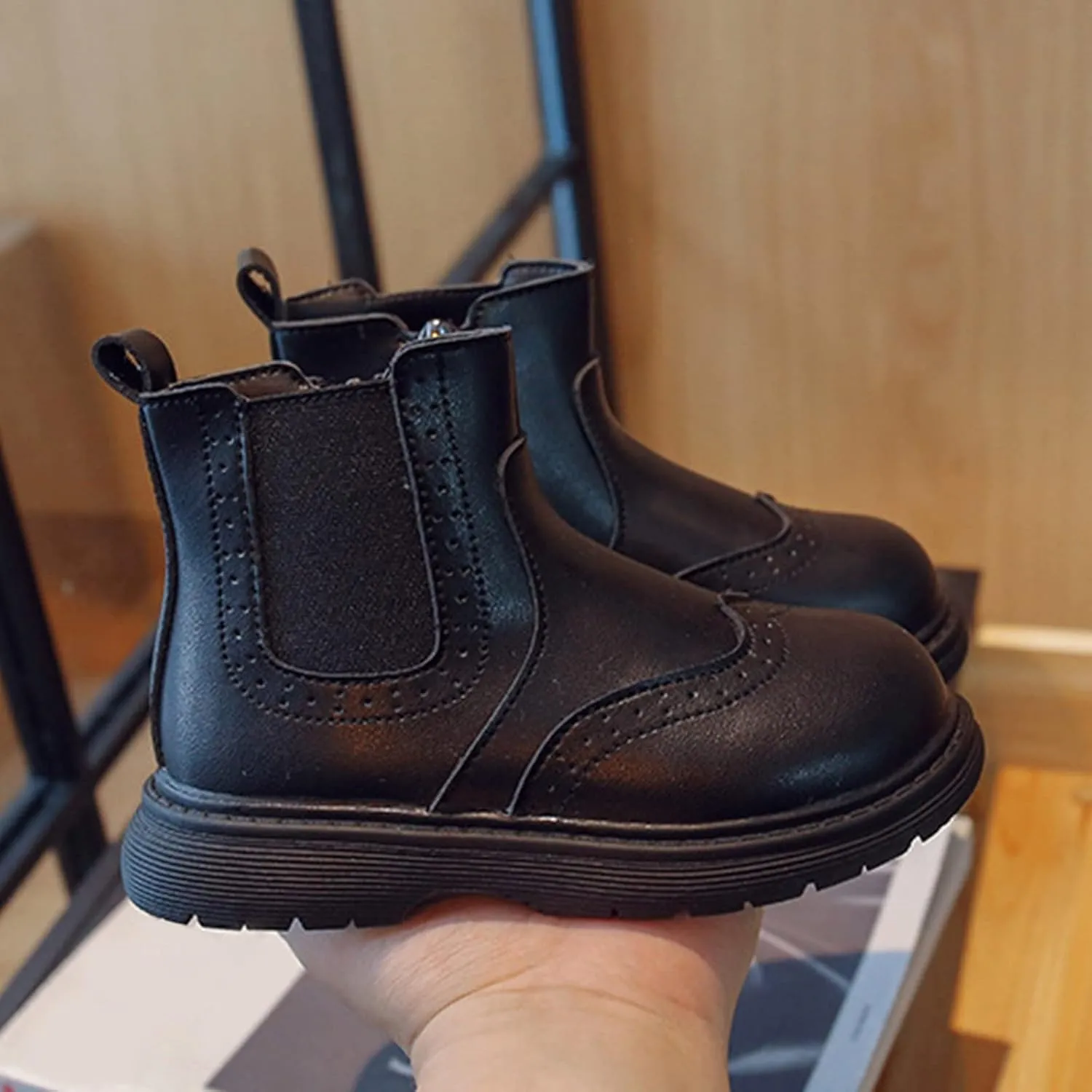 Fashion Autumn and Winter Children Boots Boys and Girls Ankle Boots Thick Soles Non Slip Side Zippers Kids Boots Heel
