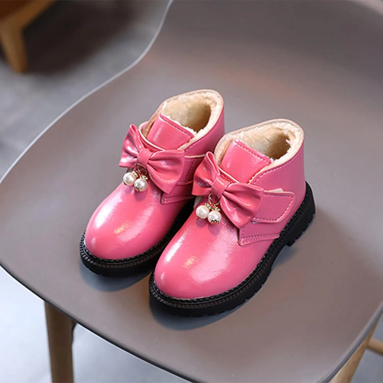 Fashion Autumn and Winter Girls Snow Boots Thick Bottom Non Slip Warm and Comfortable Cute Bow Snowboard Shoes for Kids
