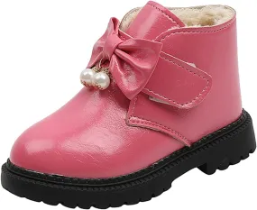 Fashion Autumn and Winter Girls Snow Boots Thick Bottom Non Slip Warm and Comfortable Cute Bow Snowboard Shoes for Kids