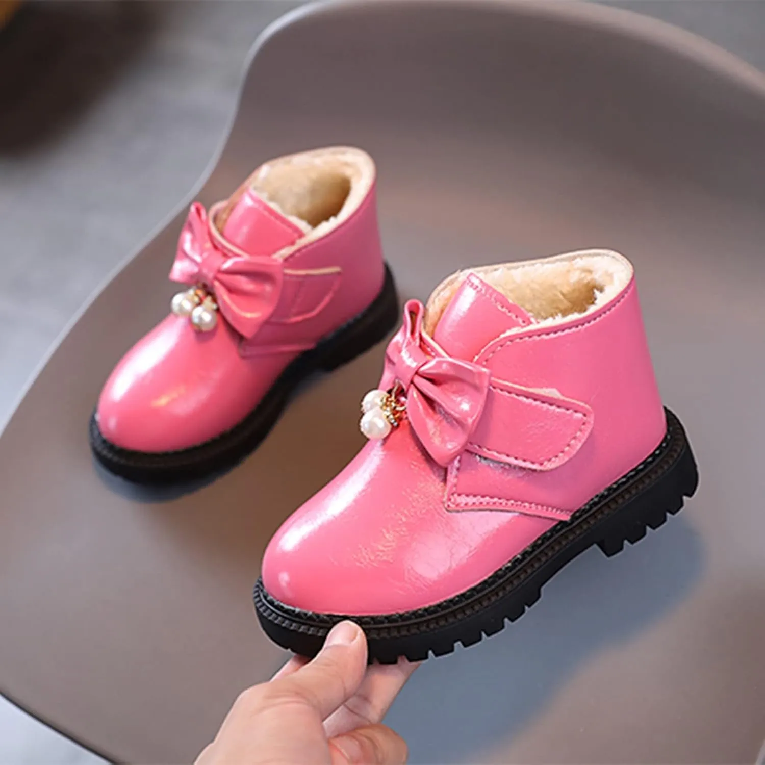 Fashion Autumn and Winter Girls Snow Boots Thick Bottom Non Slip Warm and Comfortable Cute Bow Snowboard Shoes for Kids