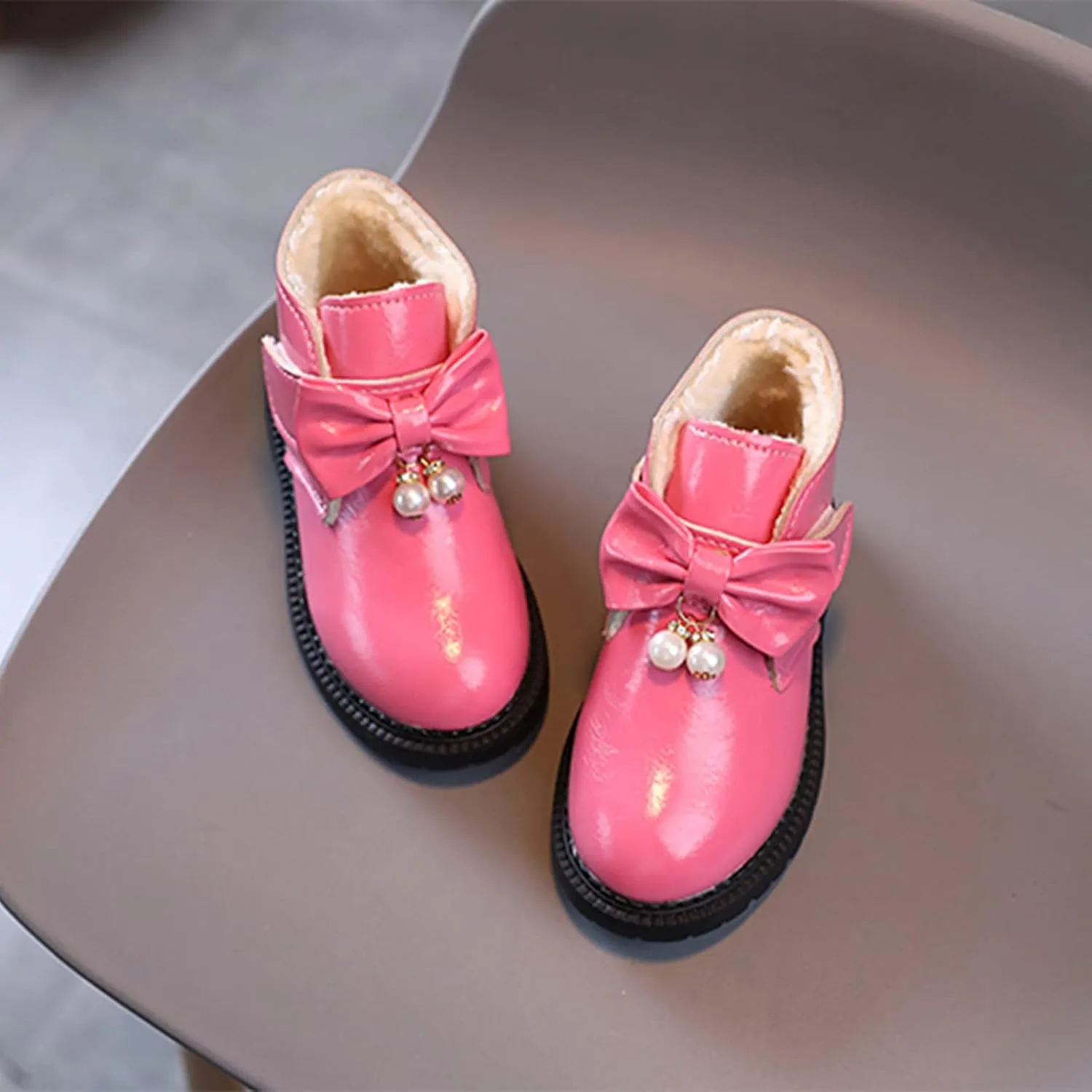 Fashion Autumn and Winter Girls Snow Boots Thick Bottom Non Slip Warm and Comfortable Cute Bow Snowboard Shoes for Kids