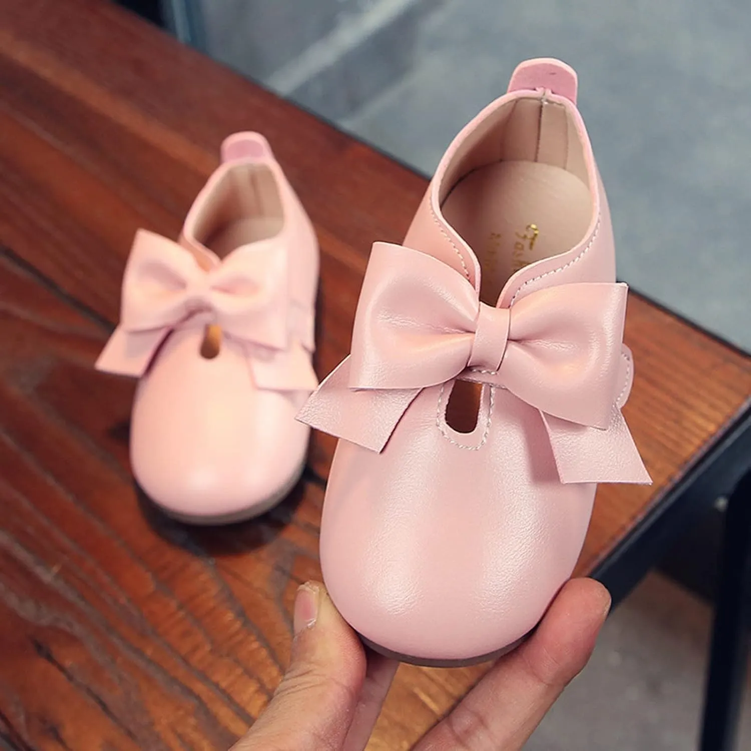 Fashion Autumn Girls Casual Shoes Flat Light Hook Loop Solid Color Bow Simple Size 5 Girls Shoes