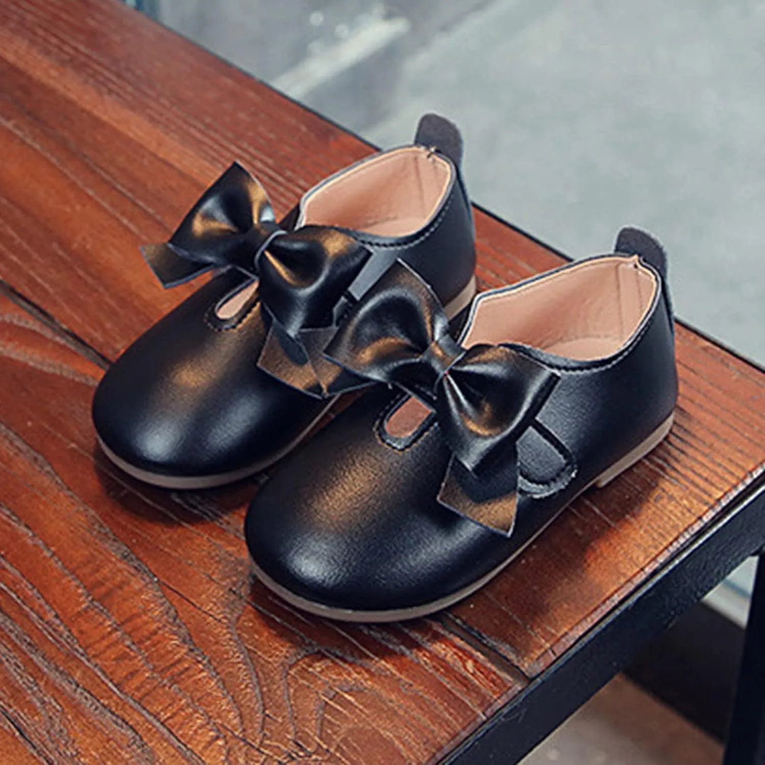 Fashion Autumn Girls Casual Shoes Flat Light Hook Loop Solid Color Bow Simple Size 5 Girls Shoes