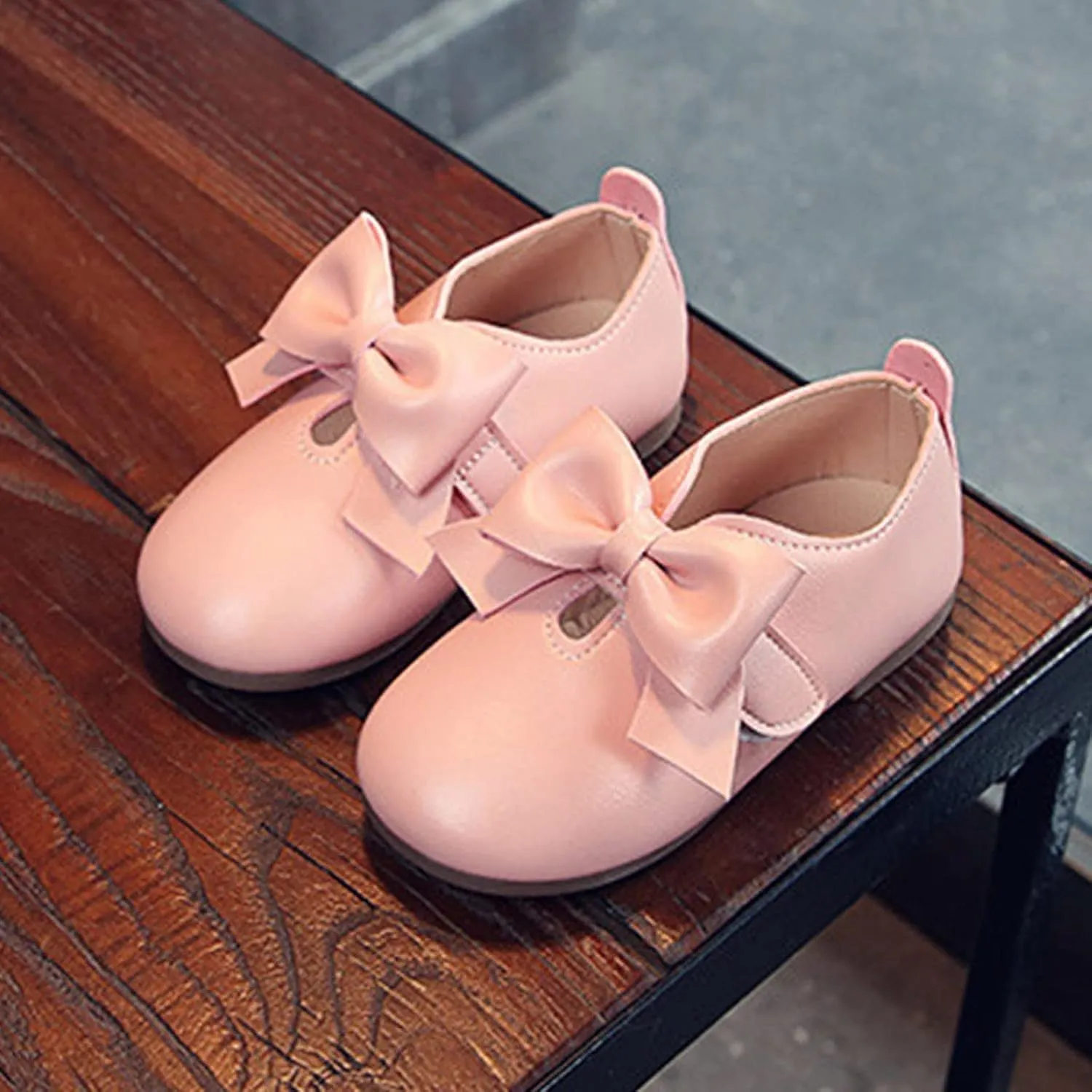 Fashion Autumn Girls Casual Shoes Flat Light Hook Loop Solid Color Bow Simple Size 5 Girls Shoes