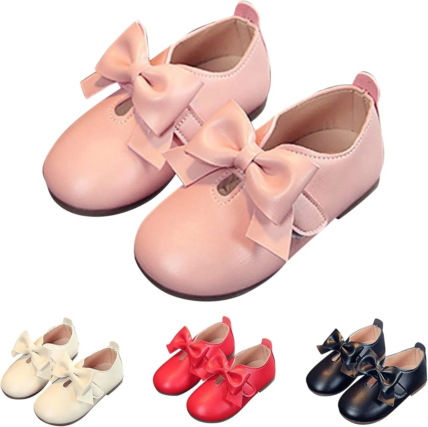 Fashion Autumn Girls Casual Shoes Flat Light Hook Loop Solid Color Bow Simple Size 5 Girls Shoes