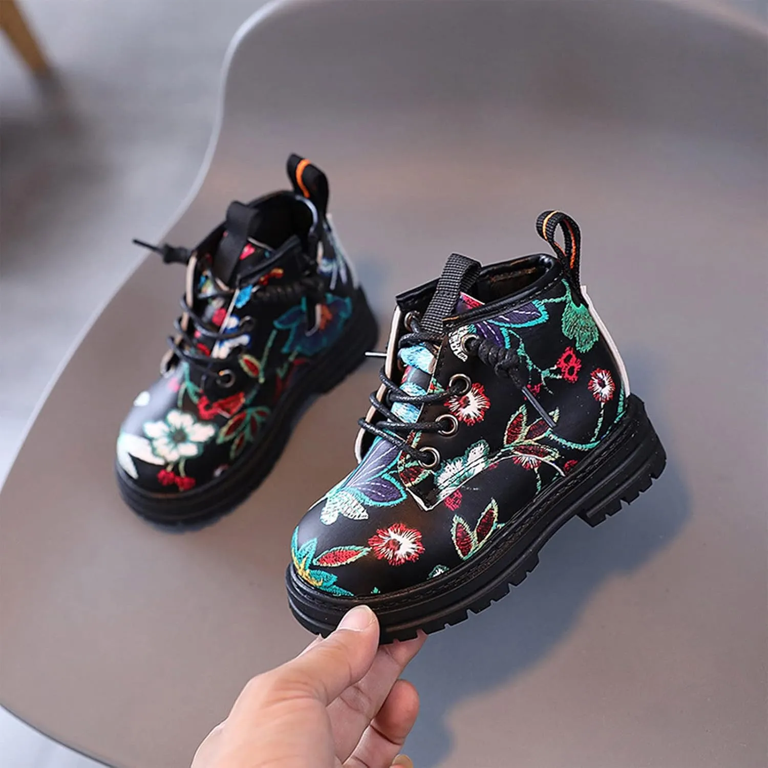 Fashion Children Boots Boys And Girls Ankle Boots Thick Soled Non Slip Lace Toddler Girl Lace up Boots For Winter