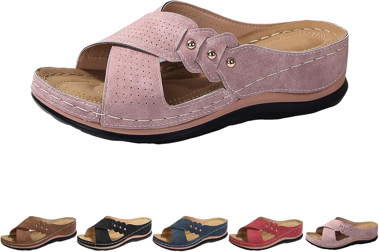 Fashion Thick Bottom Sandals for Women Summer Low Wedges Womens Comfortable Open Toe Sandal Vacation Sandals