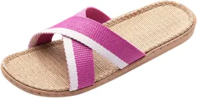 Fashion Unisex Linen Slippers Slippers For Womens Men Linen Shoes Women Summer Household Beach Sandals Floor