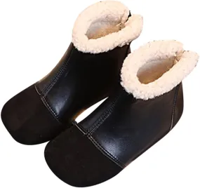 Fashion Winter Children Boots Boys and Girls Ankle Boots Flat Bottom Flat Heel Round Toe Solid Toddler Rain Boots Size 6