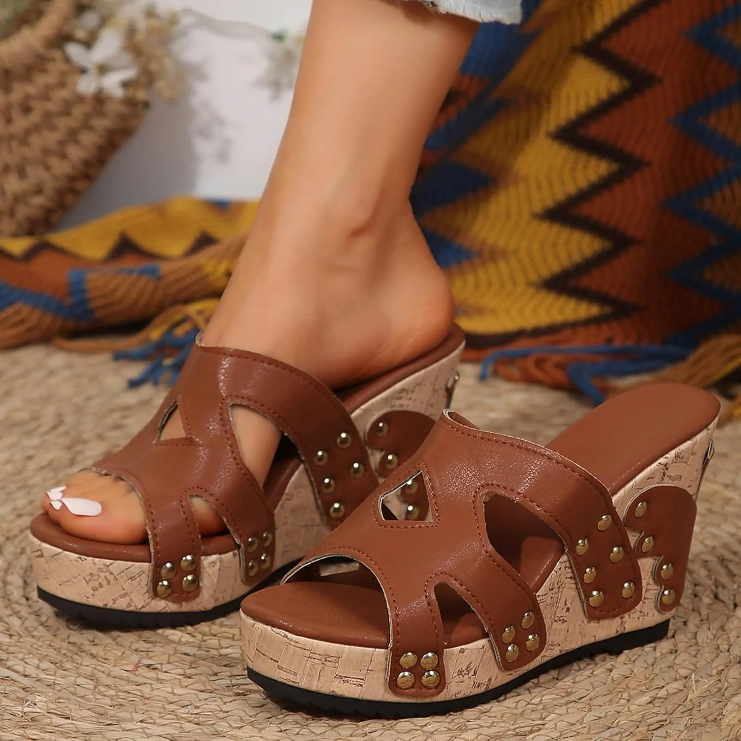Flat Sandals for Women Dressy Open Toe Wedge Sandals for Women Sandles Women's Classic Wedge Heels Sandals