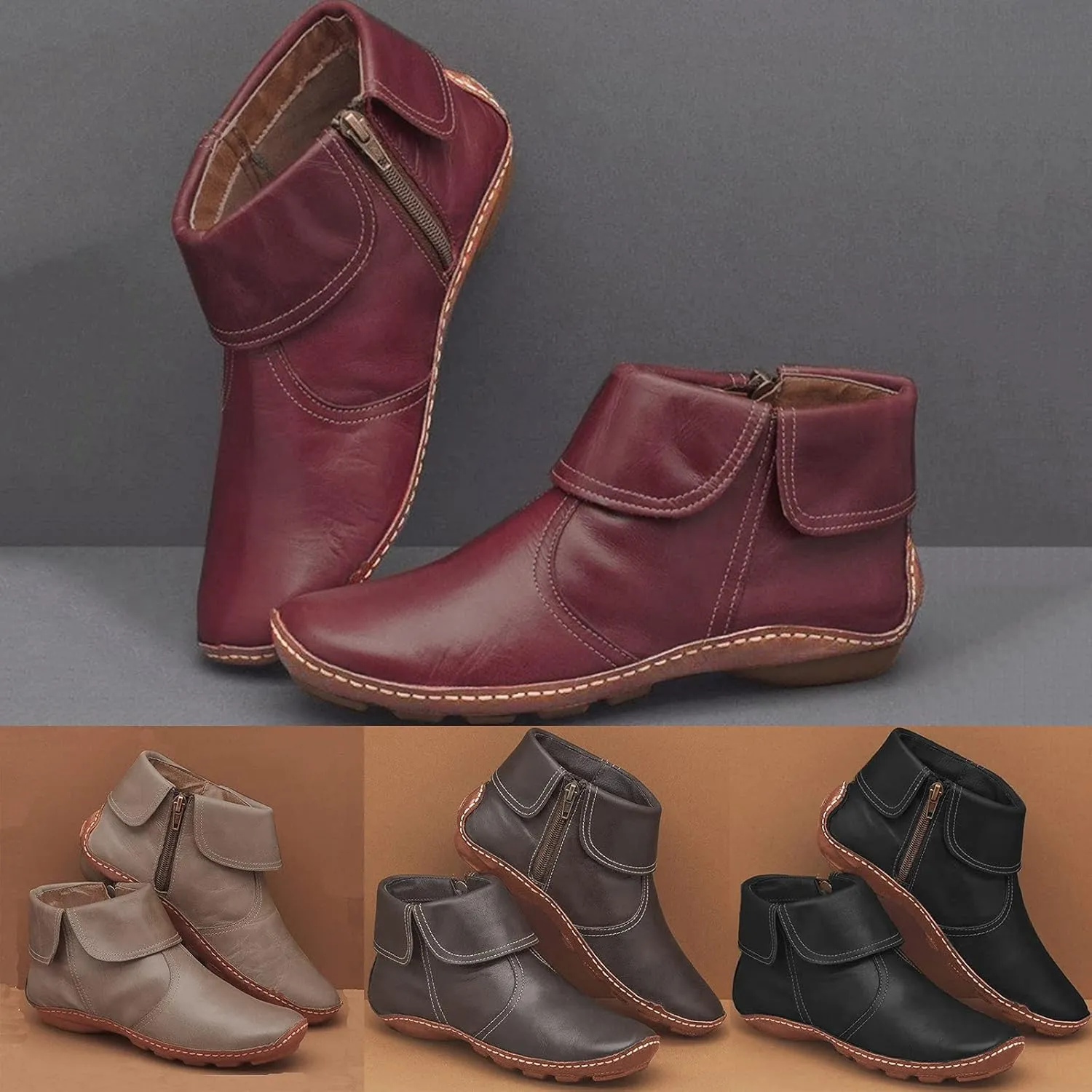Gibobby Ankle Boots for Women Low Heel,Arch Support Boots Casual Flat Platform Short Ankle Booties Everyday Boots for Ladies
