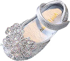 Girls Animal Print Slippers Childrens Shoes Pearl Rhinestones Shining Kids Princess Shoes Memory Foam Plush