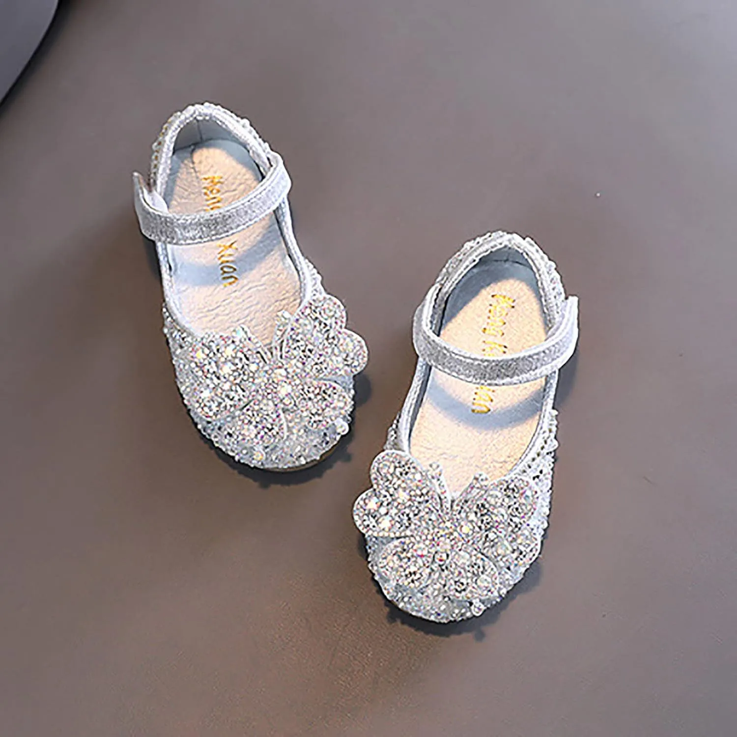 Girls Animal Print Slippers Childrens Shoes Pearl Rhinestones Shining Kids Princess Shoes Memory Foam Plush