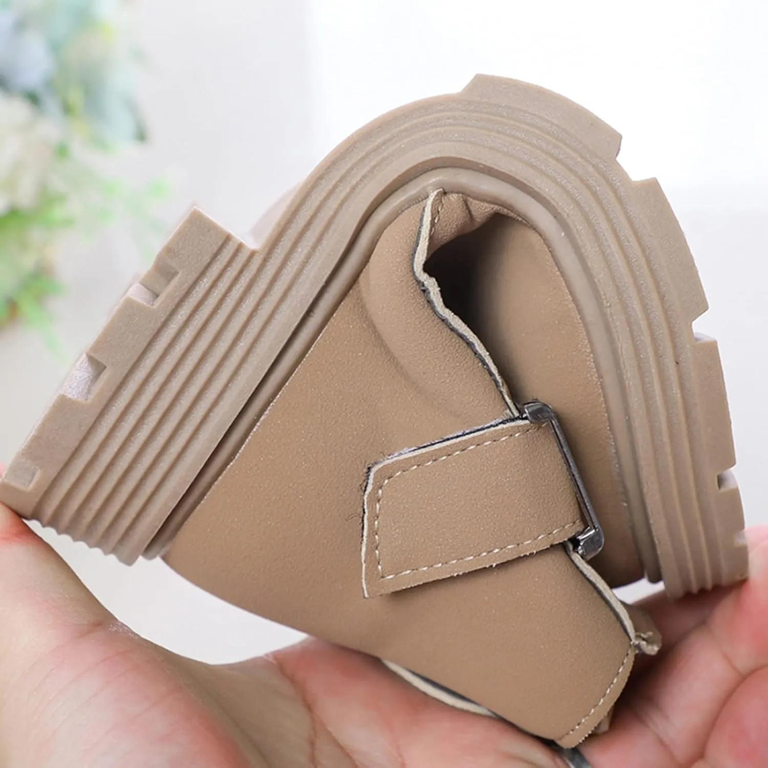 Girls Ankle Boots, Girls Scrub Boots Shoes Waterproof Leather Short Boots Non Slip Breathable Zipper Snow Boots (Khaki, 11-11.5 Years)