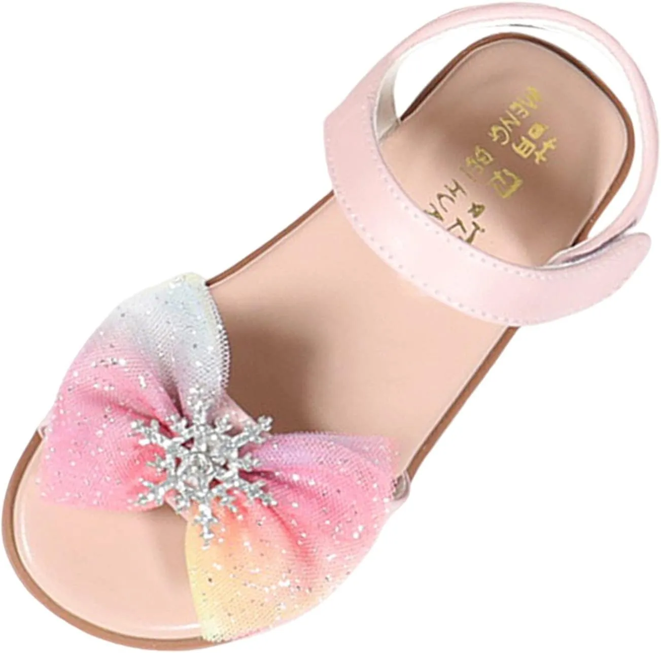 Girls Bow Flat Sandals Open Toe Rubber Sole Summer Casual Dress Shoes Baby Kids Soft Fashion Princess Sequins Loafers