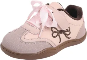 Girls Bowknot Plush Thicken Platform Sneakers Comfortable Casual Fashion Classic Soccer Tennis Walking Shoes