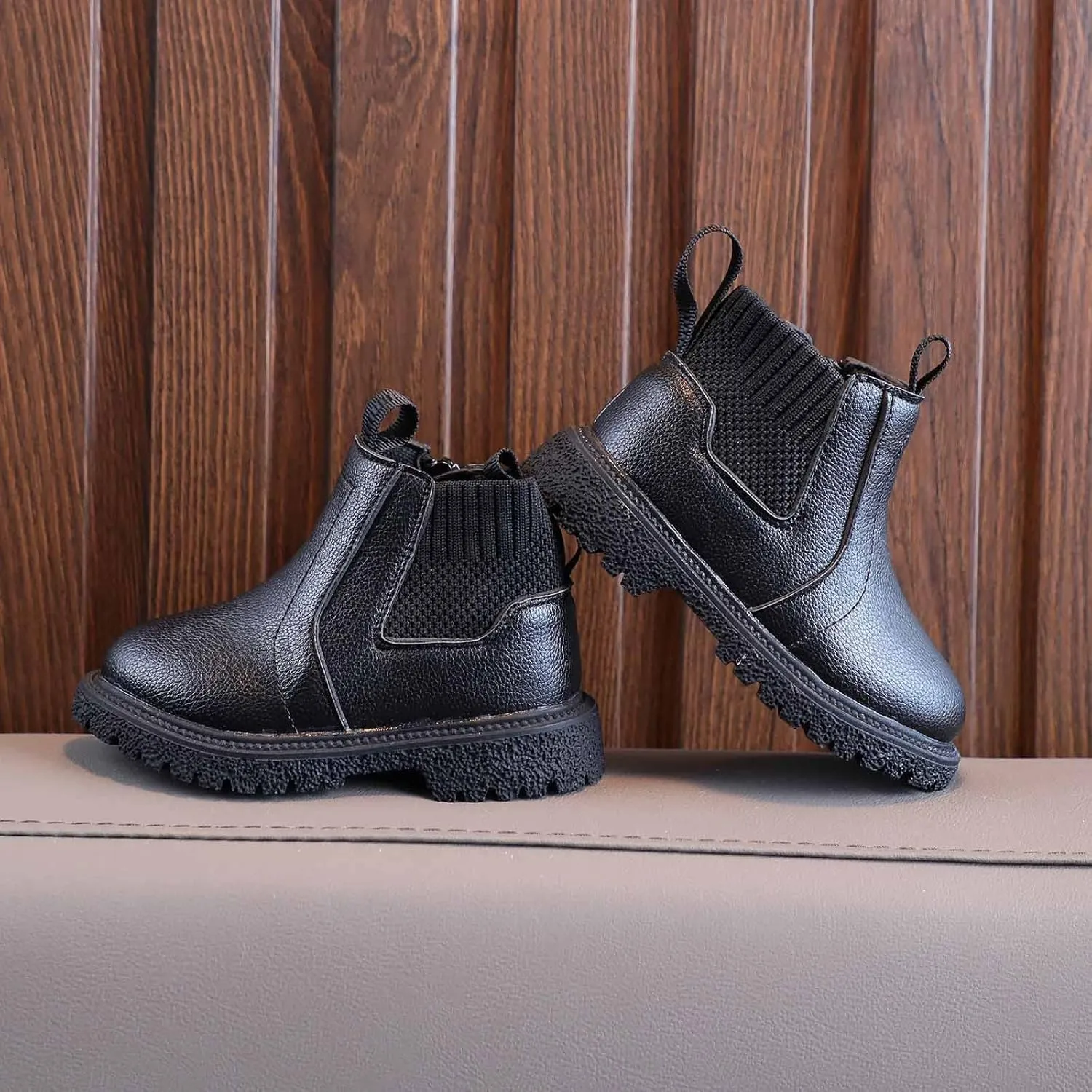 Girls Boys Children Ankle Boots Kids Low Heel Booties Fashion Side Zipper Short Flat Shoes Kids Snow Boots Size 5 (Black, 3-3.5 Years Toddler)