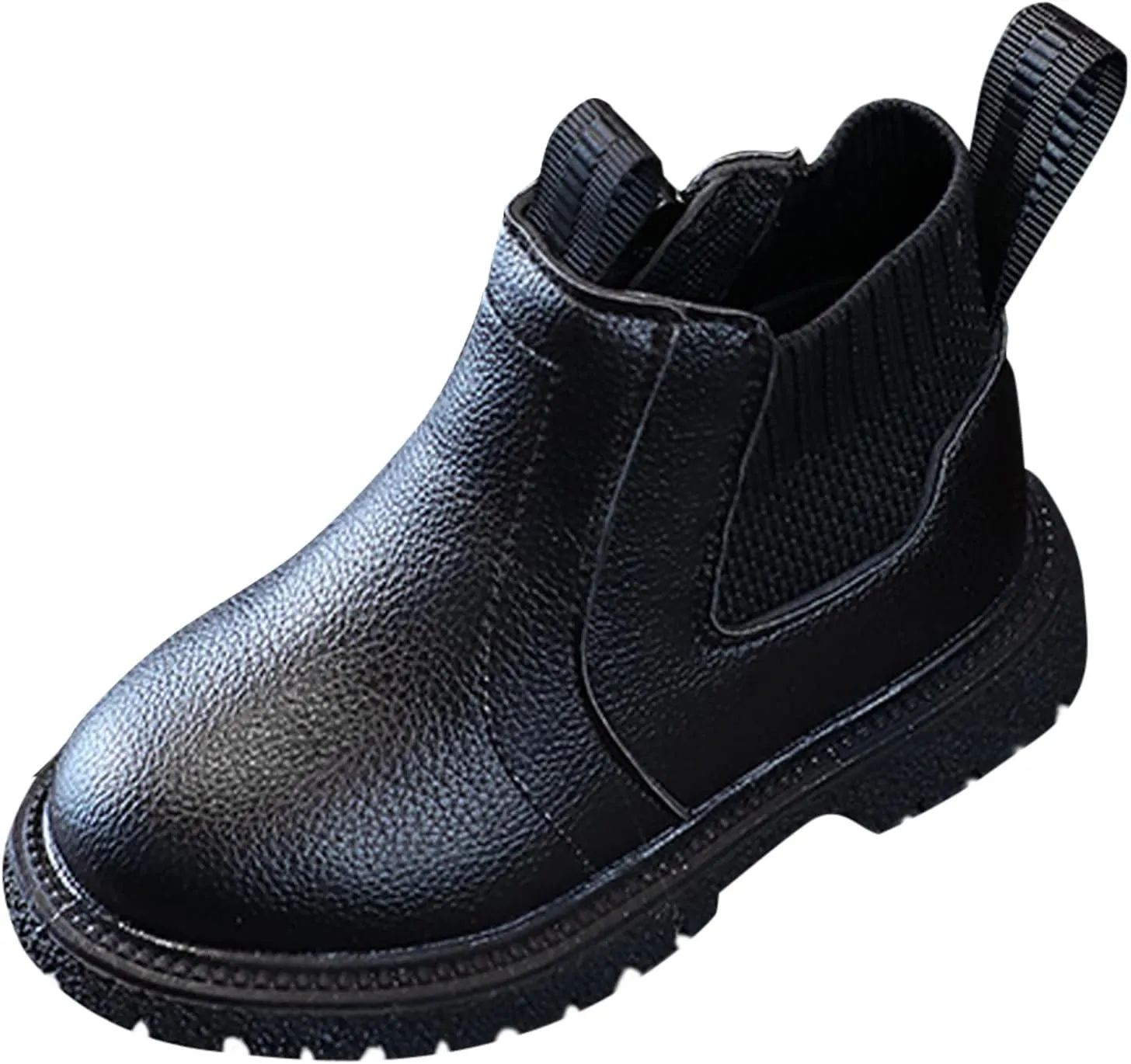 Girls Boys Children Ankle Boots Kids Low Heel Booties Fashion Side Zipper Short Flat Shoes Kids Snow Boots Size 5 (Black, 3-3.5 Years Toddler)