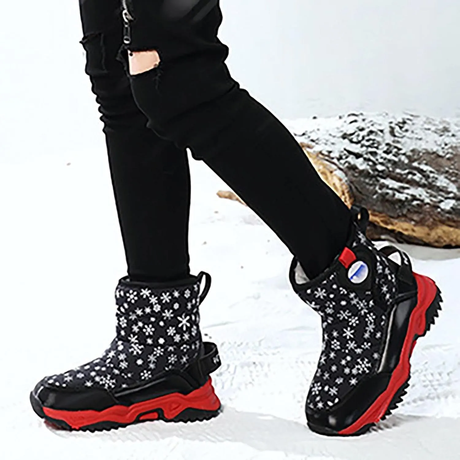 Girls Boys Snow Boots Outdoor Warm Comfortable Non Slip Mid Calf Padded Small Big Kids Winter Girls Knee High Snow Boots